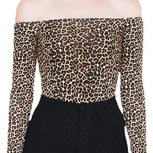 Off the Shoulder Leopard Print Bodysuit
